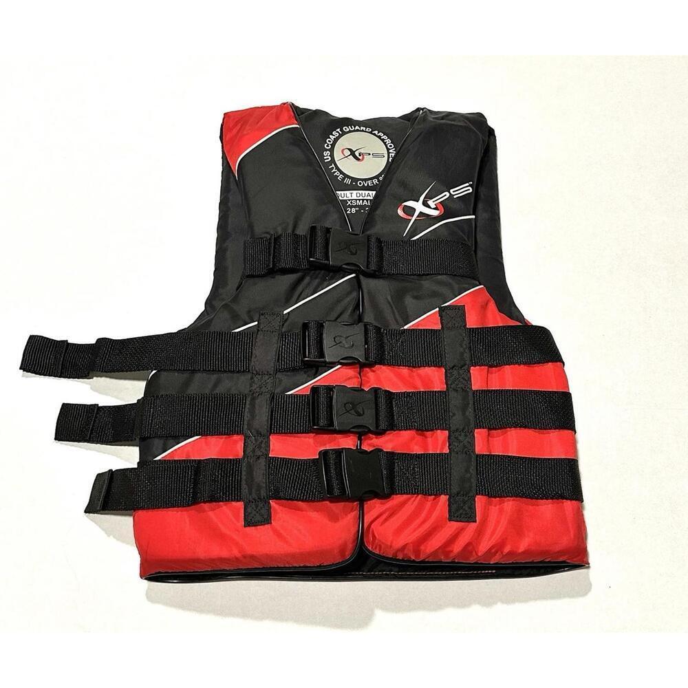 XPS Adult Dual Size Life Jacket US Coast Guard Approved Red and Black XS 28"-32"